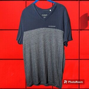 Guess Los Angeles V Neck Men's Size L (Navy‎ Blue)(o62)